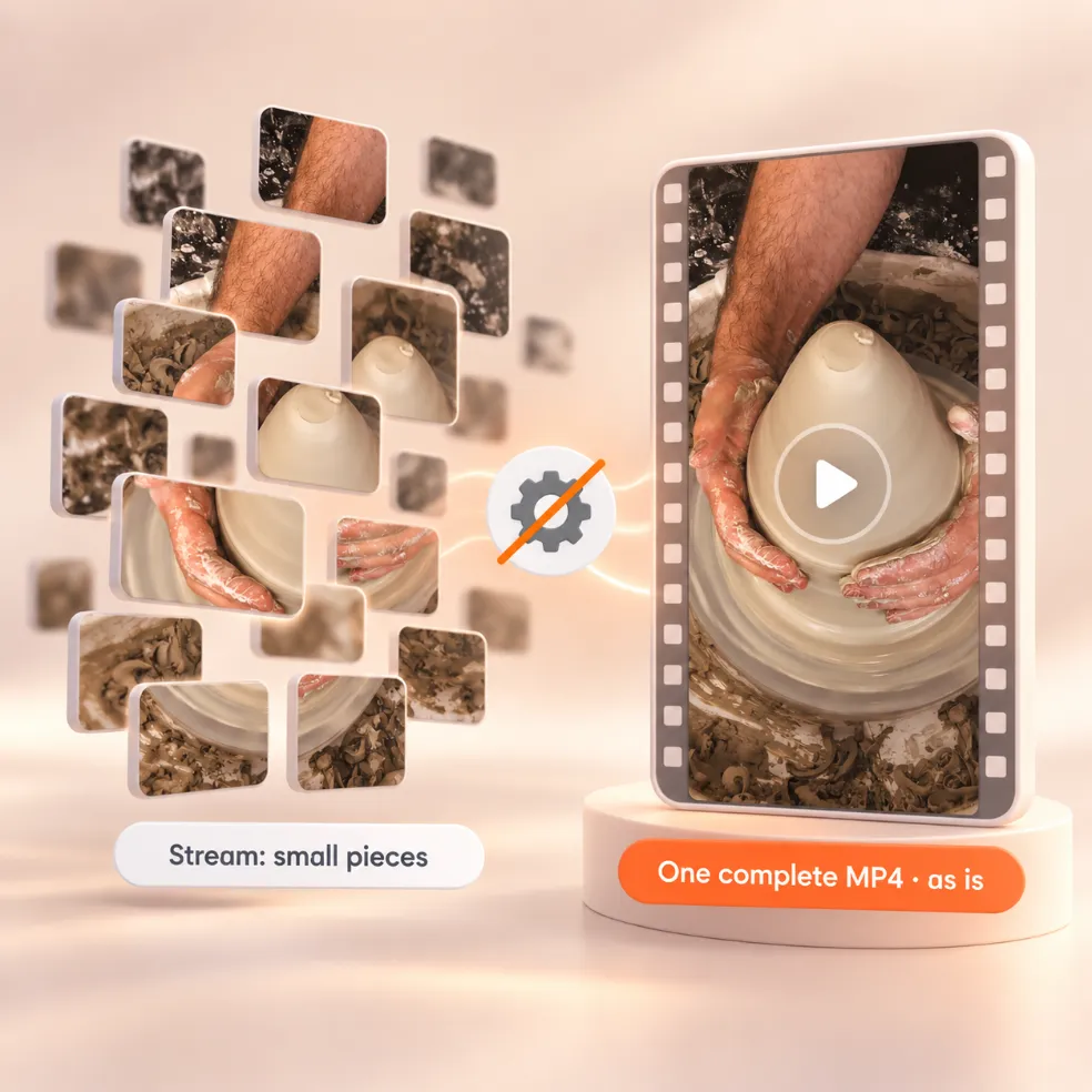 Pinterest streaming pieces versus one complete MP4 file